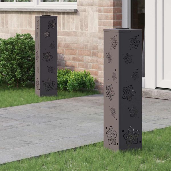 vidaXL Solar LED Weg Licht 2 pcs Schwarz Kalt gewalzter Stahl, 879744