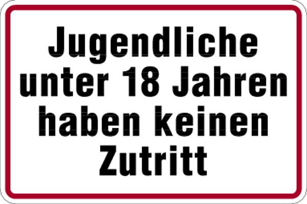 Schilder Klar Jugendliche unter 18 Jahren, 300x200x0.45 mm Aluminium geprägt, 391/51