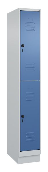 C+P Doppelstöckiger Spind Classic PLUS, Sockel, 1950x300x500mm, 7035/5023, 080320-10 S10005