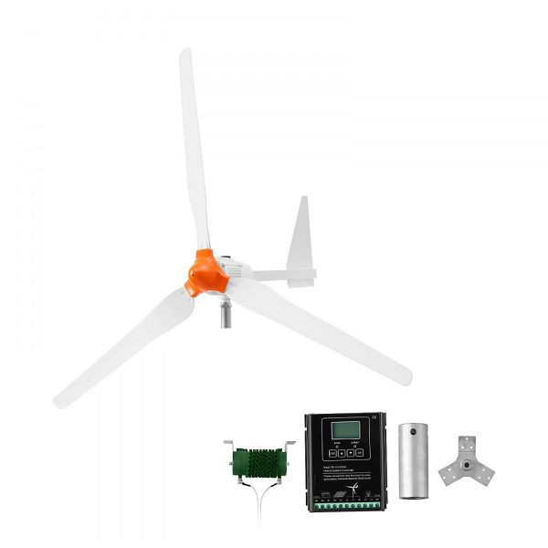 VEVOR 1500W 24V Horizontal-Windturbine, 3 Rotorblätter, 3-phasig, IP67, MPPT/PWM Wind-/Solar-Hybridregler, Überladeschutz, FSSFLWLFDJMPAAXPB001V9