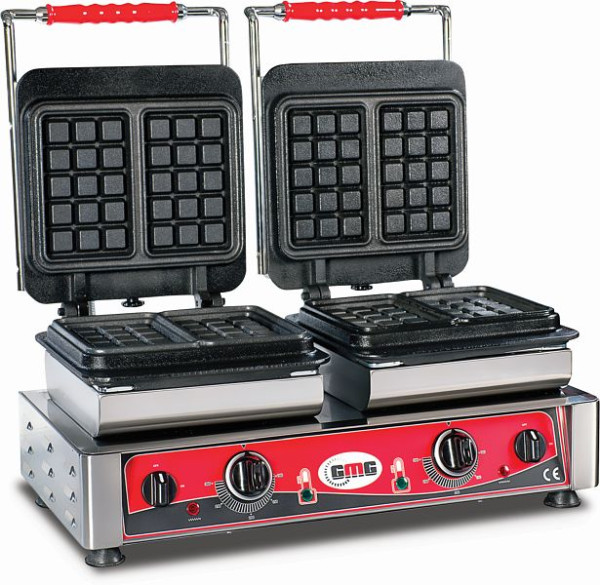 GMG Waffeleisen Bruxelles, 4x (10,2 x 16,4 x 2,6cm), wechselbare Backplatte sehr einfach Montage, 50° bis 300°C, leichte Reinigung, WE-22