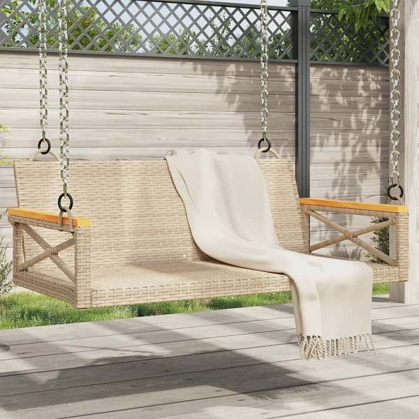 vidaXL Hängebank Beige 109x62x40 cm Poly Rattan, UV-beständig, 368154