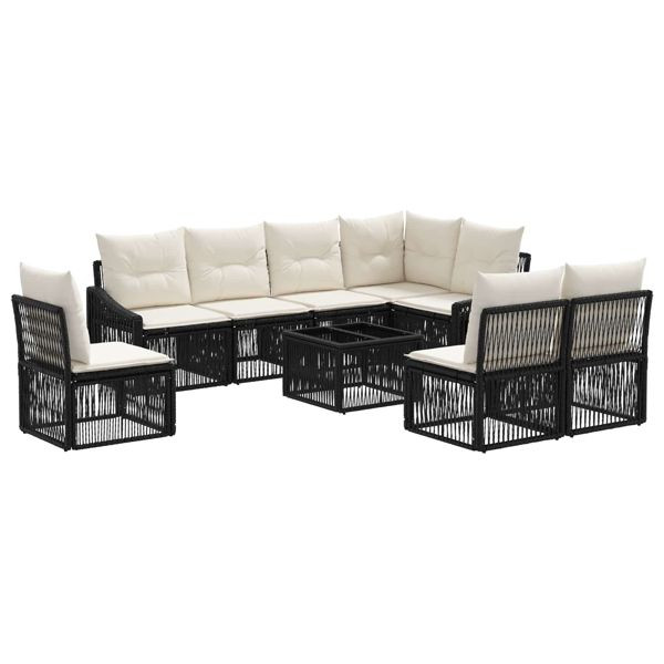 vidaXL Gartensofa-set 9-teilig Schwarz Poly-Rattan, 3436024
