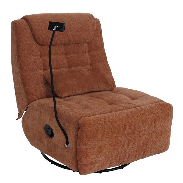 Mendler Relaxsessel HWC-P92, TV-Sessel Fernsehsessel, drehbar Kippfunktion Handyhalterung, Stoff Chenille (260g/m²), terrakotta, 120311