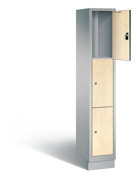 C+P Schließfachschrank Evolo, H1800xB320xT500mm, Farbe: Weißaluminium / Dekor Donau-Ahorn, 48020-103 S10140