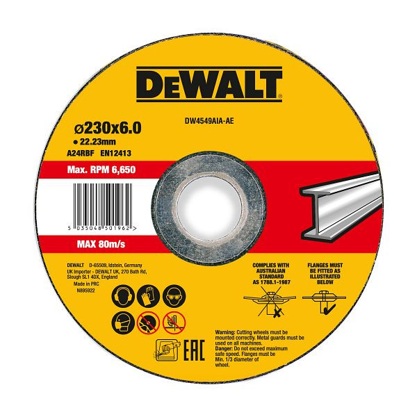 DeWalt High Performance Schruppscheibe 230x6x22,23 mm Metall Typ 42 (gekröpft), DW4549AIA-AE