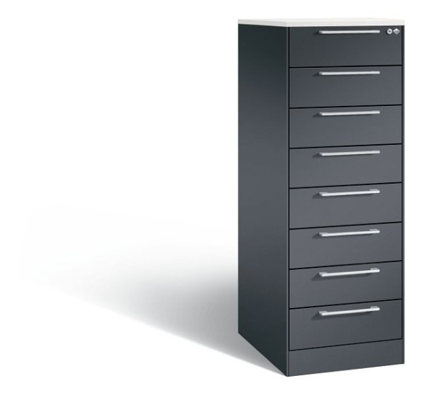C+P Karteischrank Asisto, H1310xB440xT600mm, Farbe: Schwarzgrau, Bügelgriff, 146225-822 S10030