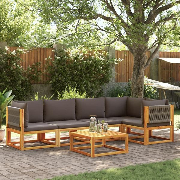 vidaXL 6-teilig Garten-Sofagarnitur mit Kissen Massivholz Akazie, 3278829