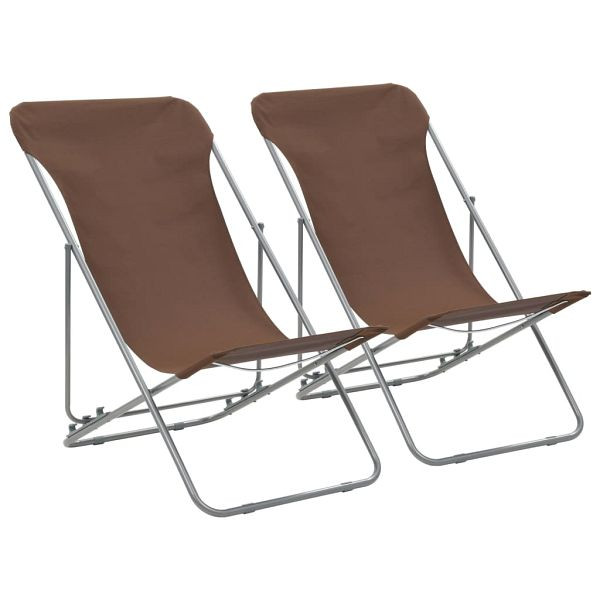vidaXL Klappbare Strandstühle 2 Stück Stahl und Oxford-Gewebe Braun, 44362