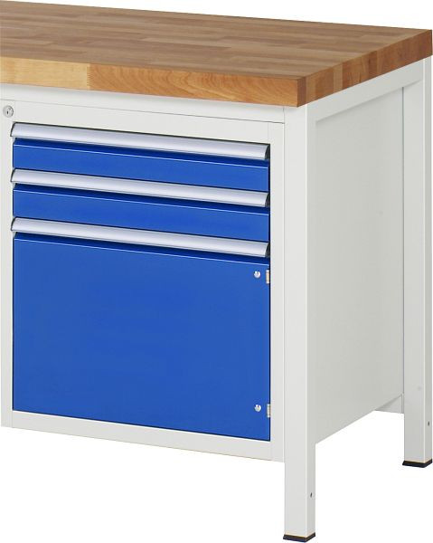 RAU Unterbau-Container Serie 7000, B580 x T650 x H620 mm, 2 x Schublade-Größe-L 2xH90 mm, 1 x Flügeltür-Größe-L 1xH360 mm, Oben offen, 03-L3.5AR.11