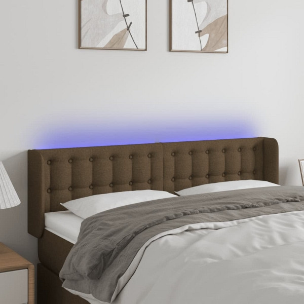 vidaXL LED Kopfteil Dunkelbraun 147x16x78/88 cm Stoff, 3123671