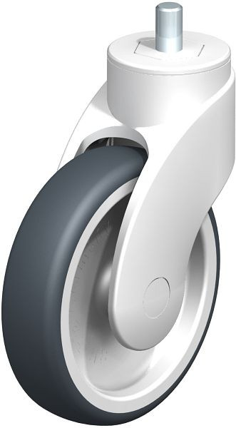 Blickle LWK-TPA 126G-GS12 Kunststoff-Lenkrolle WAVE mit Gewindestift, Thermoplastisches Gummi-Elastomer, Grau, 742068