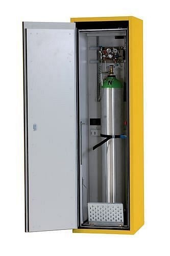 asecos Feuerbeständiger Gasflaschenschrank G90.6, 600 mm breit, Tür rechts, gelb, 3067700230680