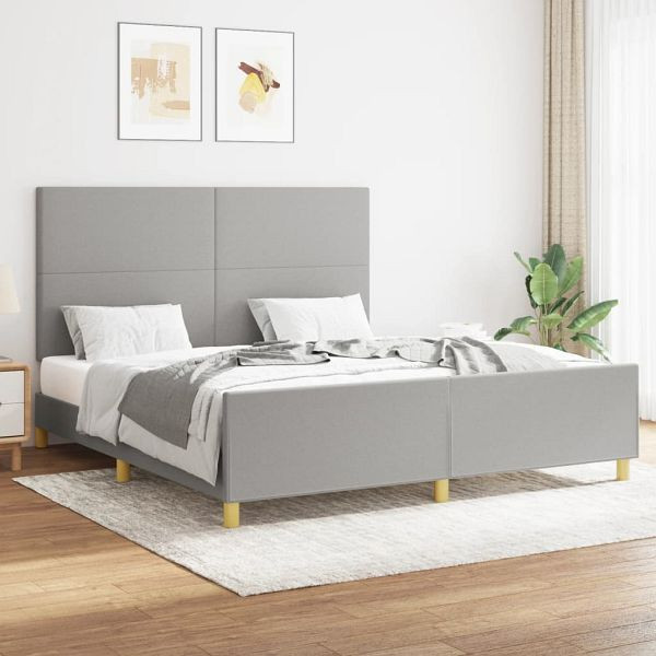 vidaXL Bettgestell mit Kopfteil Hellgrau 160x200 cm Stoff, 3124903