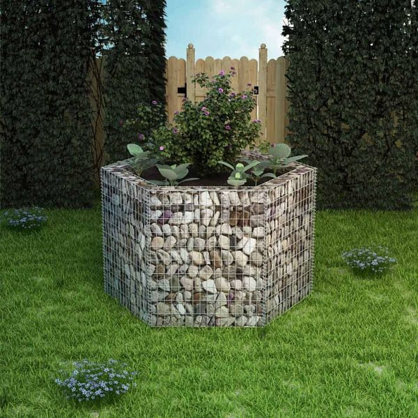 vidaXL Sechseckiges Gabionen-Hochbeet 160x140x100 cm, 142535