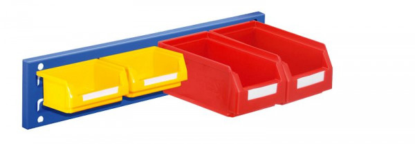 Kappes RasterPlan Wandschiene Schlitzplatte Set 13, L 460 mm x H 100 mm, RAL 5010, 2 x Lagersichtkästen Größe 7, 2 x Lagersichtkästen Größe 8, 4202.03.5121