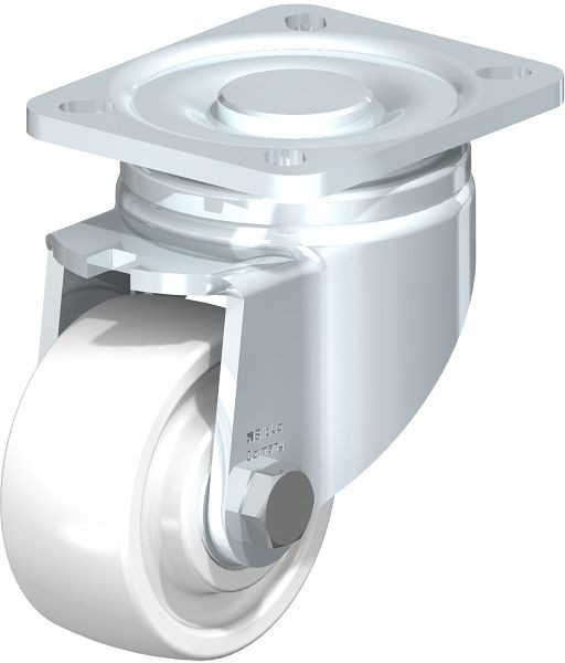 Blickle LH-SPO 80K Stahlblech-Lenkrolle, Schwerlast-Ausführung, mit Anschraubplatte, Polyamid, Weiß, 754639