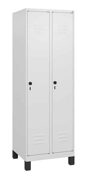 C+P Umkleidespind Classic PLUS mit Mitteltrennwand, Füße, 2 Abteile, 1800x600x500mm, 9016/9016, Drehriegel, 0800107-20F S10014