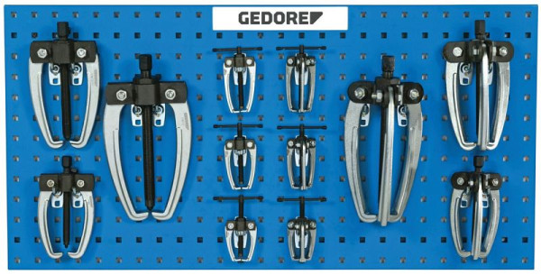 GEDORE Abzieher-Set auf Lochwand, 12-teilig, bis 20 cm Spanntiefe, 1824007