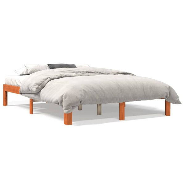 vidaXL Massivholzbett Wachsbraun 140x190 cm Kiefer, 844167