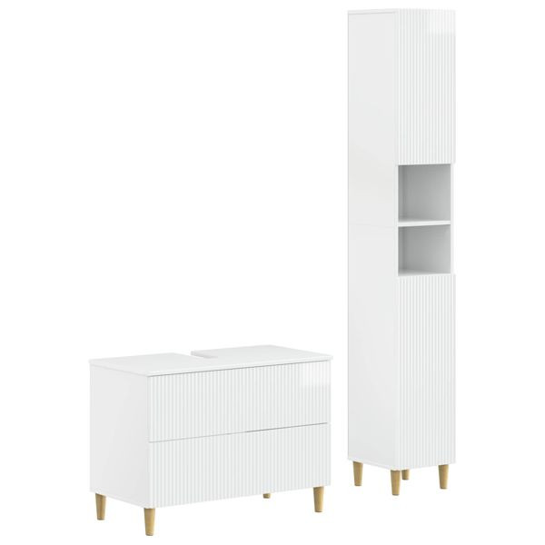 vidaXL 2-teiliges Badezimmer Schrank Set ARNHEM Hochglanz Weiß, 3417526