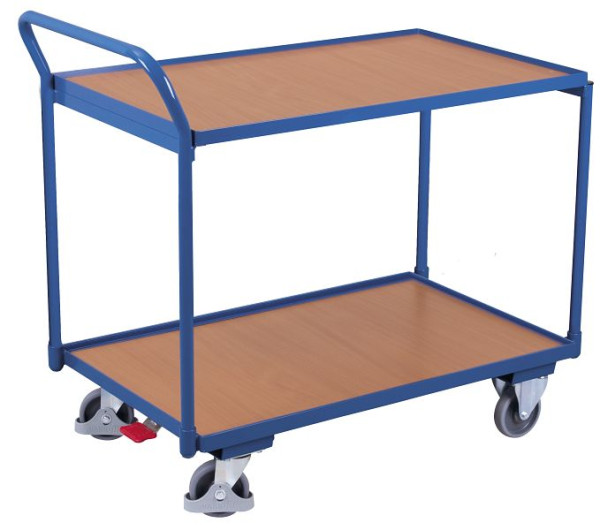 VARIOfit Tischwagen mit 2 Ladeflächen, Außenmaße: 1.325 x 825 x 1.010 mm, RAL 5010 enzianblau, sw-801.500