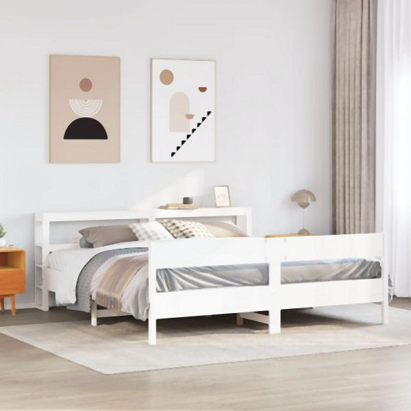 vidaXL Massivholzbett ohne Matratze Weiß 180x200 cm Kiefernholz, 3306178