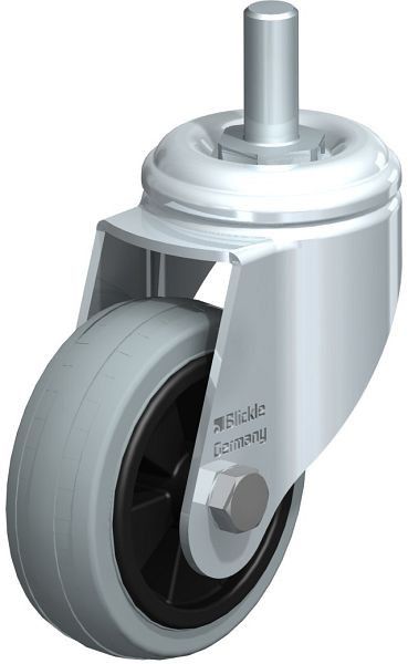 Blickle LKRA-VPA 80G-GS12 Apparate-Lenkrolle mit Gewindestift, Vollgummi, Grau, 312868