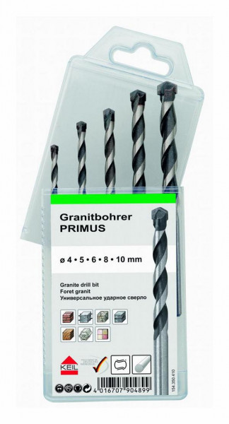 KEIL Schlagbohrer Sortiment Granitbohrer PRIMUS MultiPack 5-teilig, A1.154.350.410