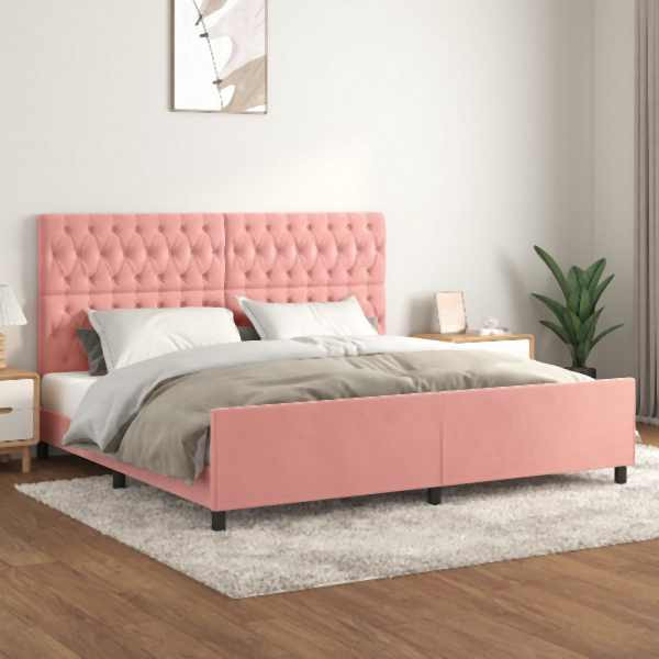 vidaXL Bettgestell mit Kopfteil Rosa 200x200 cm Samt, 3125963