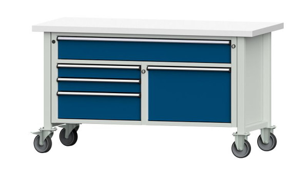 ANKE Werkbänke Kastenwerkbank, Modell 256 V, 1500 x 700 x 840 mm, RAL 7035/5010, KSP 40 mm, fahrbar, 304.180