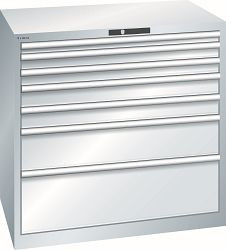 LISTA Schubladenschrank 54x36E (BxTxH) 1023x725x1000mm AUTO Lock, Lichtgrau, 7 Schubladen, Traglast Schubladen: 75 - 200 kg, 78.292.020.A