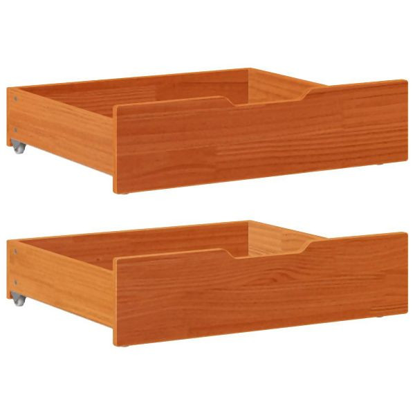 vidaXL Bettschubladen 2 Stück Wachsbraun 65x55x17 cm Massivholz Kiefer, 850937