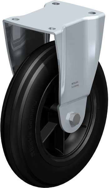 Blickle BH-VWPP 250G Stahlblech-Bockrolle, Schwerlast-Ausführung, mit Anschraubplatte, Weichgummi, Schwarz, 578260