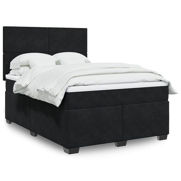 vidaXL Boxspringbett mit Matratze Schwarz 140x190 cm Samt, 3290902