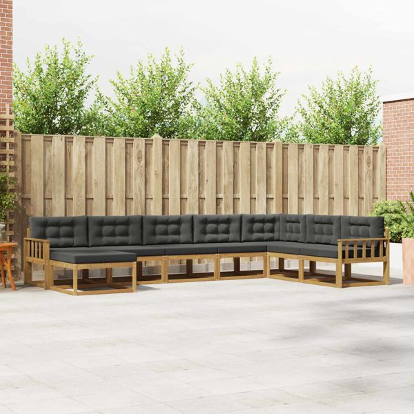 vidaXL Outdoor-Sofagarnitur 8-teilig Weiß und Anthrazit, 3386861