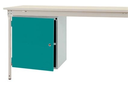 Manuflex Gehäuse-Unterbau stationär, Nutzhöhe 500 mm mit 1 Tür und Einlegeboden, für Tischtiefe 800 mm, Wasserblau, ZB4953.5021