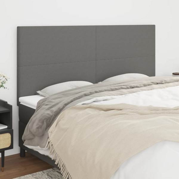 vidaXL Kopfteile 4 Stück Dunkelgrau 80x5x78/88 cm Stoff, 3116059