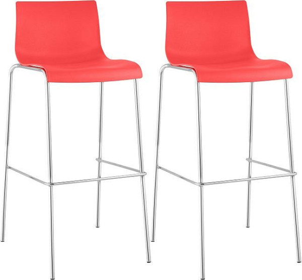 CLP Barhocker Hoover Kunststoff 4-Fuß Gestell chrom, rot, VE: 2 Stück, 304464