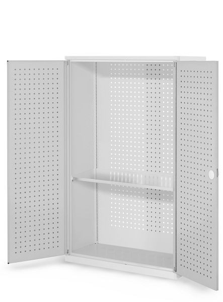 Kappes RasterPlan Werkzeugschrank Modell 3 410, H1600 x B1000 x T410 mm, RAL 7035, Türinnenseite: RasterPlan Lochplatten, 1 Fachboden, 1335.01.3013