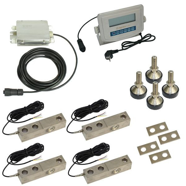 AGRIS Waagenbausatz mit Scherkraftzellen 4 x 10t, HD1 Wiegeanzeige, AGWSBH10T4HD1