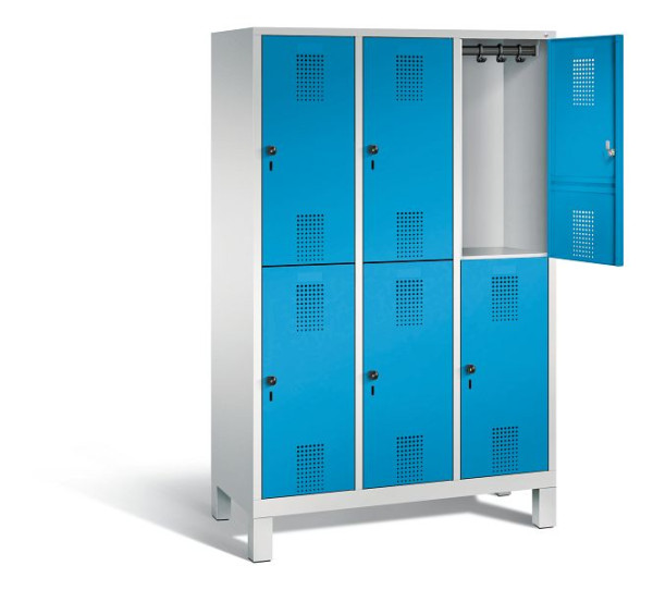 C+P Spind doppelstöckig Evolo, H1850xB1200xT500mm, Farbe: Lichtgrau / Lichtblau, 48310-32 S10065