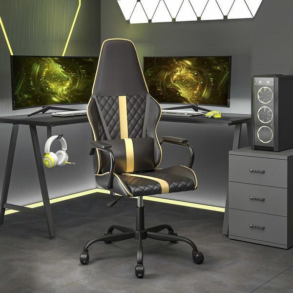 vidaXL Gaming-Stuhl Schwarz und Golden Kunstleder, 3143789
