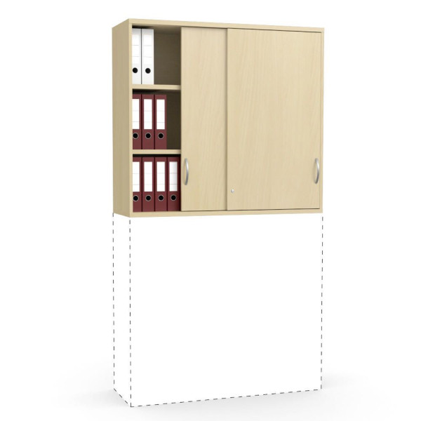 Deskin Schiebetüren-Aufsatzschrank MULTI M pro, Buchedekor, B 1200 x H 1110 x T 420 mm, 270184