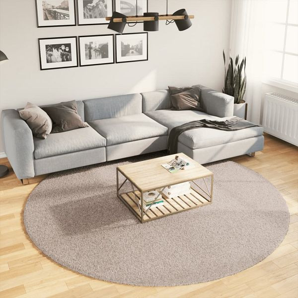 vidaXL Shaggy-Teppich PAMPLONA Hochflor Modern Beige Ø 240 cm, 375226