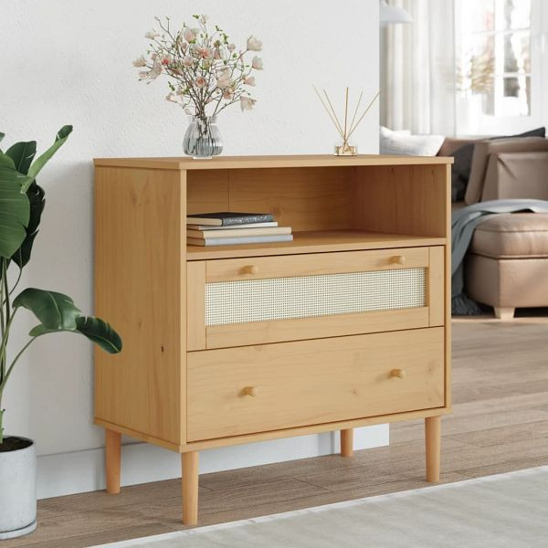 vidaXL Sideboard SENJA Rattan-Optik Braun 80x40x80 cm Kiefernholz, 358019