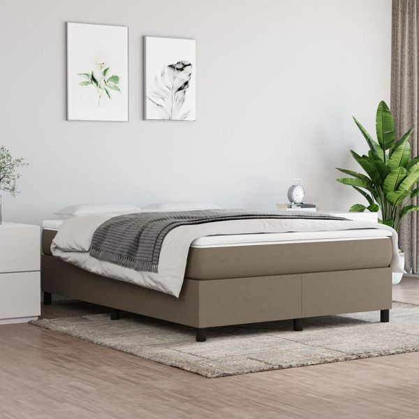 vidaXL Boxspringbett mit Matratze Taupe 140x200 cm Stoff, 3144427