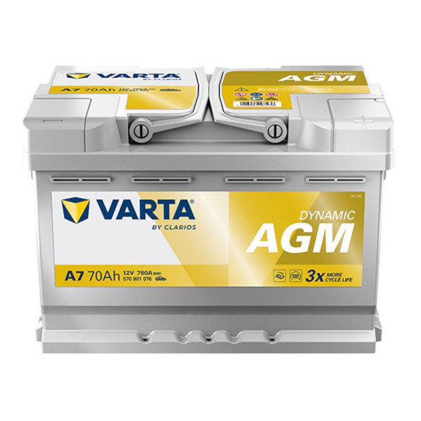 VARTA A7 Dynamic AGM Autobatterie 12V 70Ah E39, 570901076