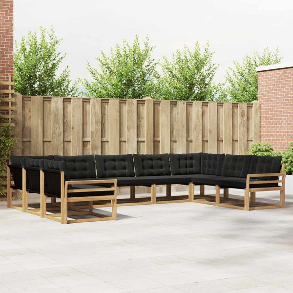 vidaXL Outdoor-Sofagarnitur mit Kissen 9-teilig Weiß und Schwarz, 3389070