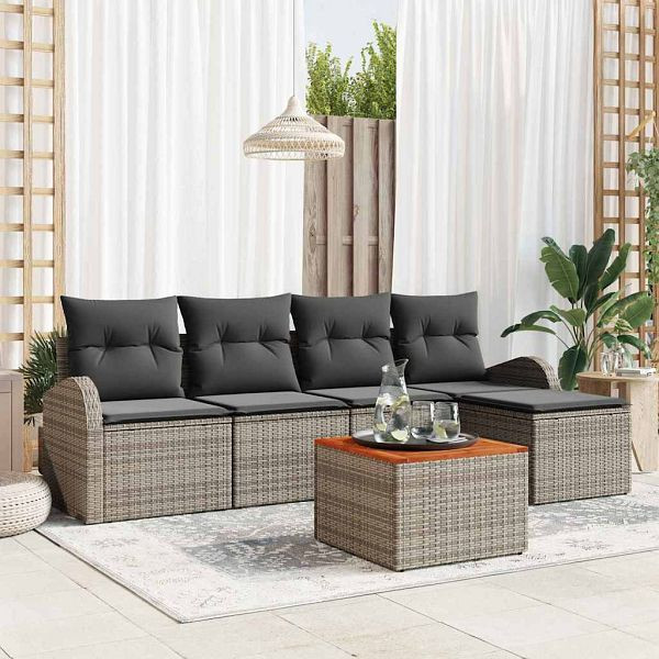 vidaXL Garten-Sofa-Set 6-teilig Grau, 3356235, 8721288365064